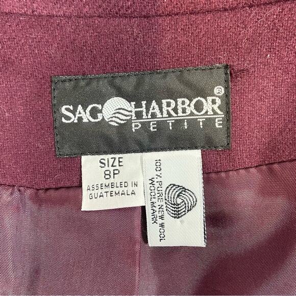 Vintage 80s Deep Burgundy Size 8P Petite Purple 100% Wool Blazer Jacket/Coat - Picture 9 of 12